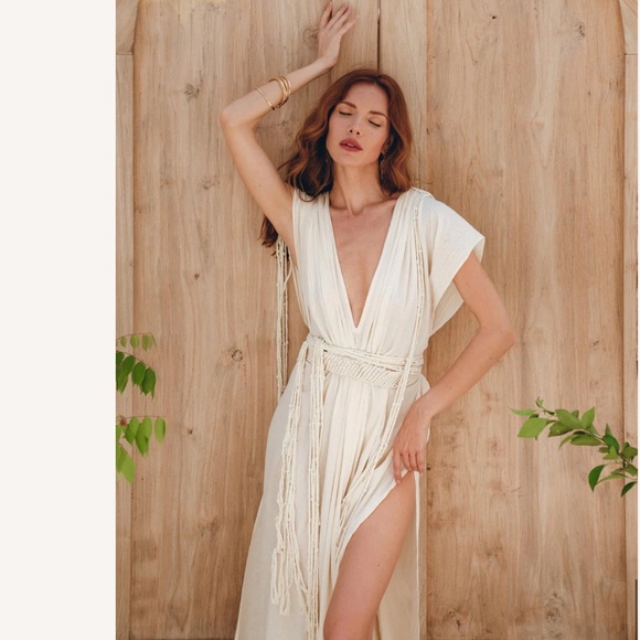 NWT Boho Goddess Dress • Off-White Macrame Dress • Organic Wedding Dress - Picture 2 of 7